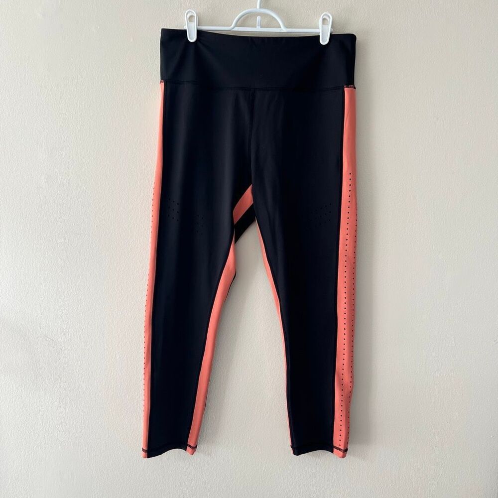 ZYIA Active Womens Colorblock High Rise Athletic Leggings Black Coral Size 14-16